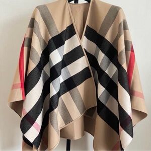 Burberry Tan and Black Check Cape